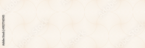 Warm neutral beige light scallop shells ogee seamless elegant vector pattern banner background
