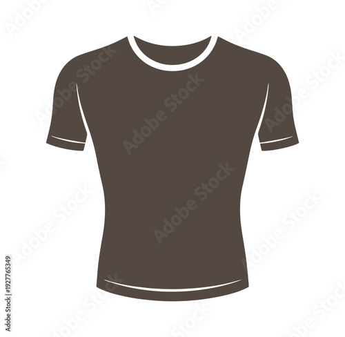 Brown short sleeve Tshirt with white trim and crew neck  casual fashion design