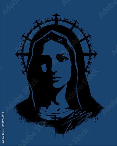 stylized silhouette of virgin marie face (artwork 2)