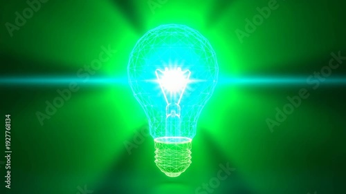 Glowing Light Bulb On Green Background Idea Concept Energy Innovation Use It For Design Concept Art Marketing Materials In The Digital Space