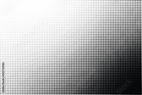 Abstract black and white halftone pattern with a gradient of dots creating a textured visual effect. isolated on transparent background, Vector, illustration