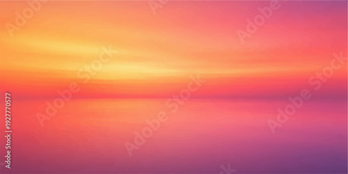 Abstract colorful wave background with bright sunset sky over ocean horizon