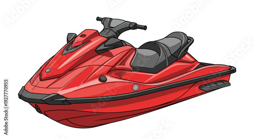 Red personal watercraft illustration isolated on a white background.