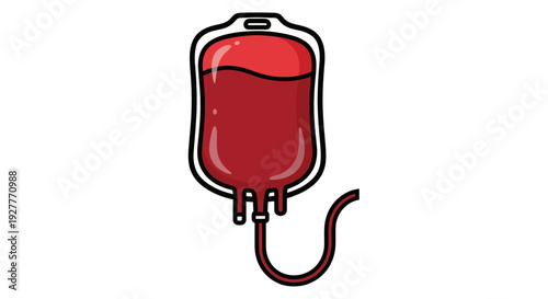 Vector illustration of a medical blood donation bag isolated on white background.