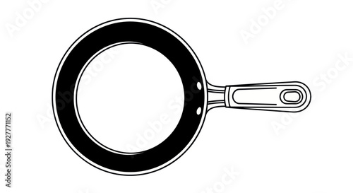 Black and white illustration of a frying pan