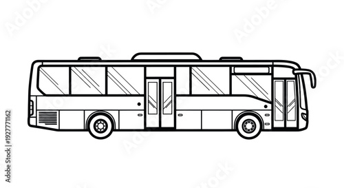 Outline illustration of a modern coach bus on a white background.