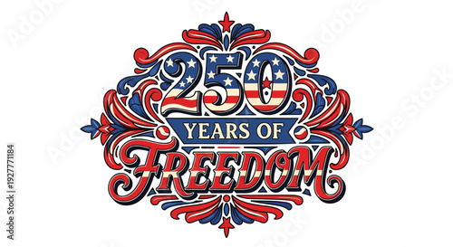 Independence day vector logo, 250 years of freedom emblem