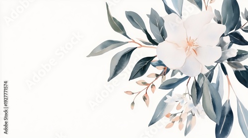 Wallpaper Mural Elegant watercolor botanical frame with green leaves and copy space Torontodigital.ca