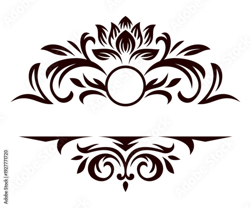 Decorative Vintage Floral Flourish Ornament Isolated on White