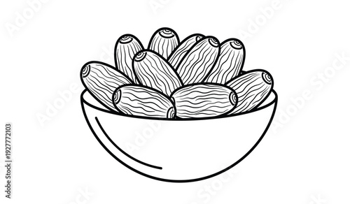A bowl of several cigars on a white surface for smoking or storage purposes in a simple line drawing style