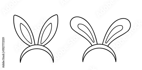Rabbit Ear Headband Coloring Page for Kids.
Cute Bunny Ear Headband Outline Template Set.
Easter Bunny Ears Craft Template Line Art. SVG.