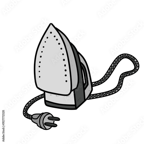 Electric iron vector illustration, household laundry appliance isolated on white background, simple flat home equipment design perfect for clothing care and cleaning graphics.