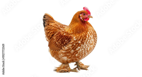 Bild auf Leinwand Isolated Buff Brahma chicken portrait, a beautiful domestic bird from the United