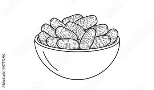 A bowl of pills or capsules drawn in a simple line art style