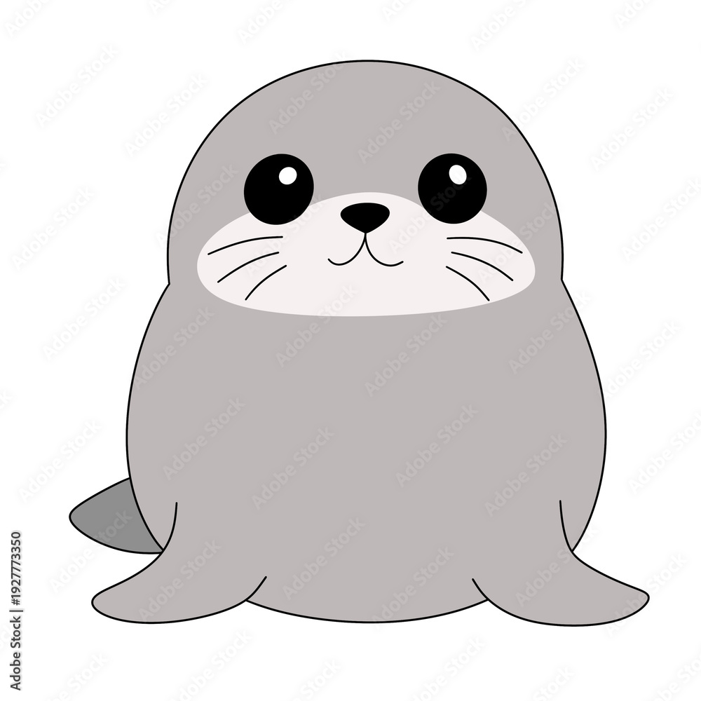 Fototapeta premium Cute Gray Seal Illustration