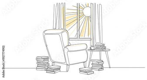 Armchair and Ottoman Furniture Illustration.