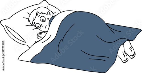 Cartoon man covering nose in bed because of smelly feet, humorous hygiene problem illustration isolated on white backgroundCartoon man covering nose in bed because of smelly feet