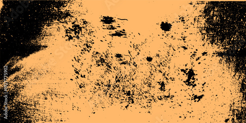 Peach and Black High-Contrast Grunge Texture with Distressed Splatter