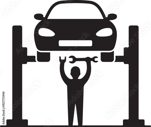 Car lift service black vector icon