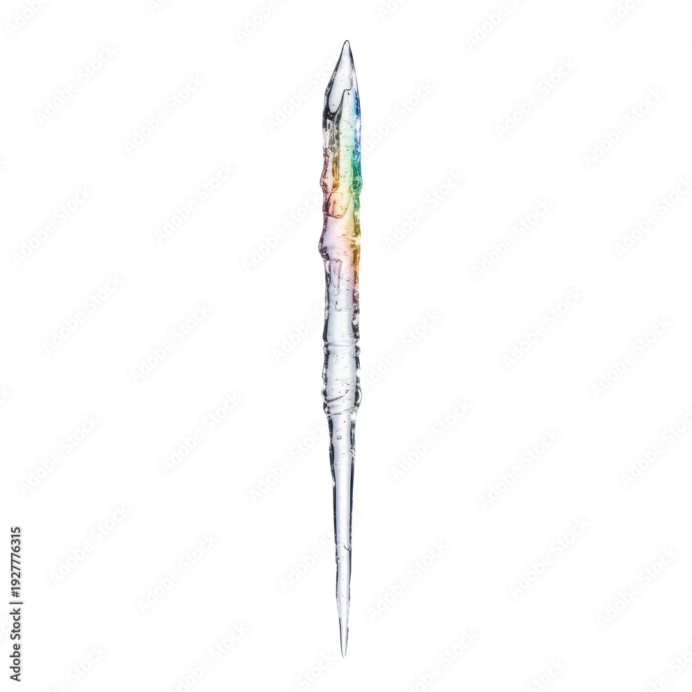 Fototapeta premium Iridescent icicle isolated on black