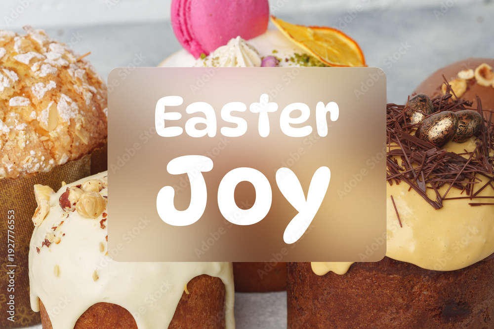 Fototapeta premium Happy Easter celebration with colorful desserts and sweet treats for all to enjoy