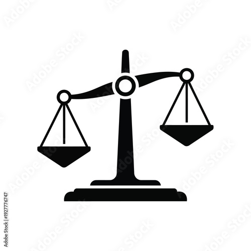Black Silhouette of a Balance Scale Symbolizing Justice and Law