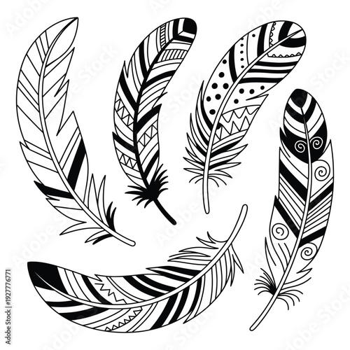 Wallpaper Mural Feather Vector Illustration Seamless Decorative Art Pattern Torontodigital.ca