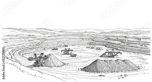 Black and White Landscape Drawing.