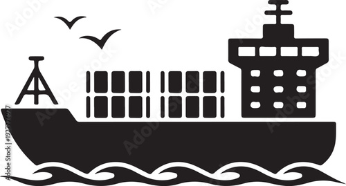 Cargo ship icon. Vector icon isolated on white background