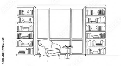 Black and White Living Room Interior.