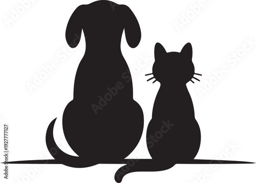 Cat and dog on a tarasparetion background
