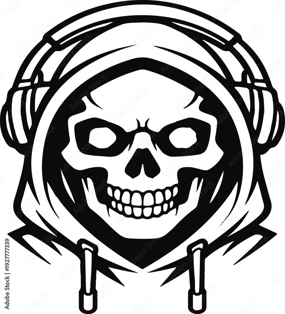 Fototapeta premium Skull with Headphones Esports Logo Vector