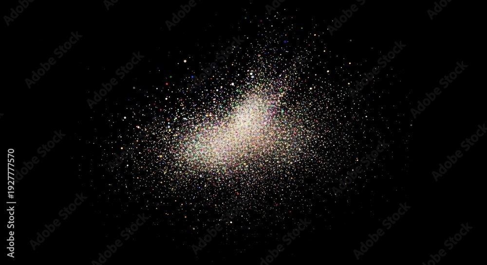 Fototapeta premium Abstract Glitter Explosion on Black Background.