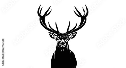 Black and White Deer Illustration.