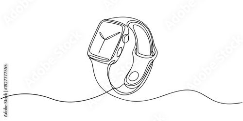 continuous one line drawing Smartwatch line art icon
