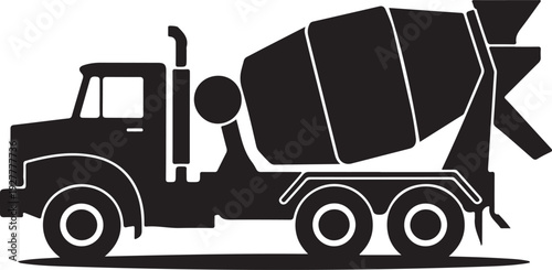 Cement truck mixer vector icon