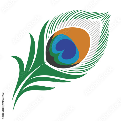 Wallpaper Mural Green leaf icon with abstract nature background and peacock eye design Torontodigital.ca