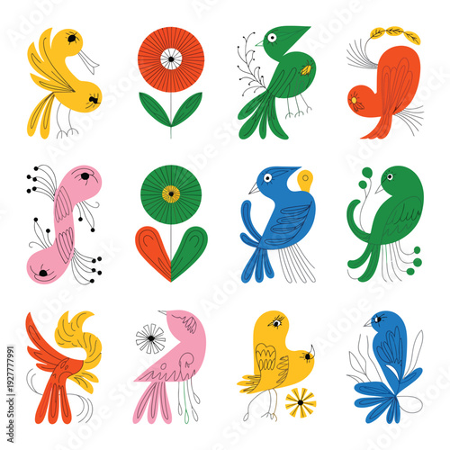 Wallpaper Mural Funny Cartoon Monsters and Animals Vector Set with Cute Ocean and Land Creatures Torontodigital.ca