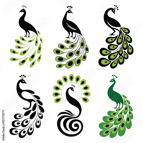 Wallpaper Mural Black floral and animal silhouette vector set with dragon, swan, bird and leaf elements for tattoo, logo and decorative design Torontodigital.ca