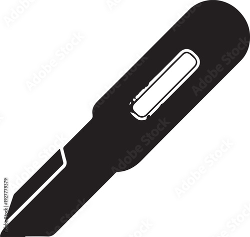 Clerical construction knife, stationery knife icon on white background