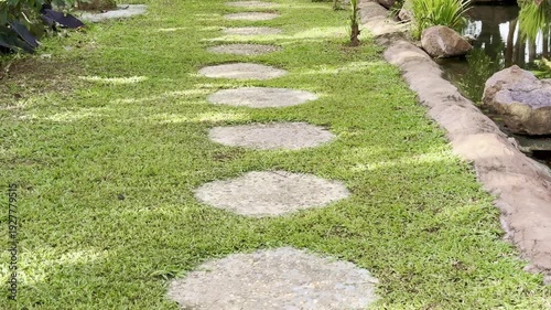 garden path on the grass.