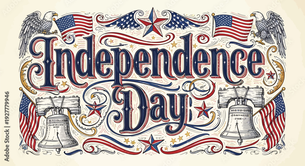 Fototapeta premium Independence Day typographic banner