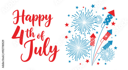 Independence day greeting with fireworks