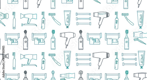 Seamless pattern of personal care and hygiene product icons
