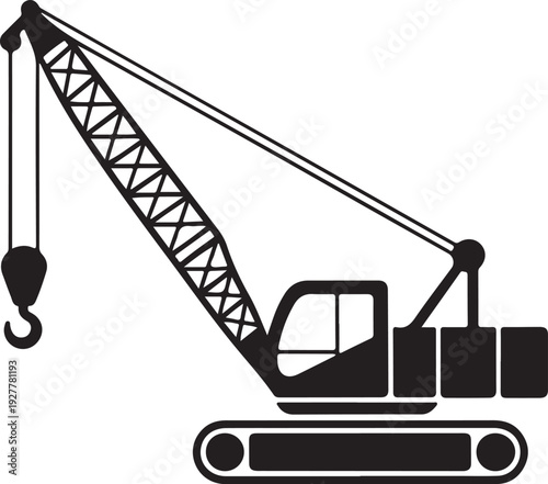 Crawler crane or tractor glyph icon