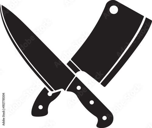 Crossed butcher knifes. Vector illustration
