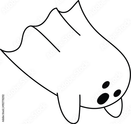 Spooky ghost character flying, Fun ghoul flying illustration