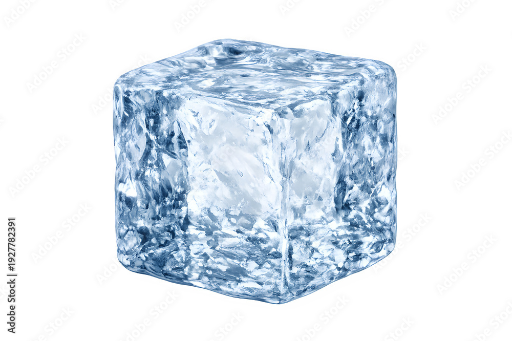 Obraz premium Clear ice cube with blue tint