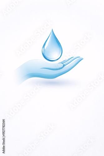 Water Drop in Hand Minimal Illustration for World Water Day Environmental Protection and Clean Water Advocacy