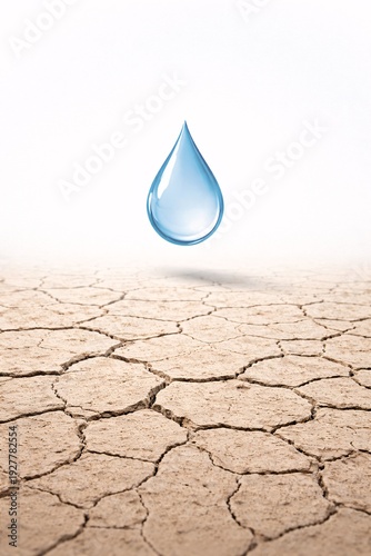 Water Drop Over Dry Cracked Earth Illustration for World Water Day Water Scarcity and Climate Crisis Awareness